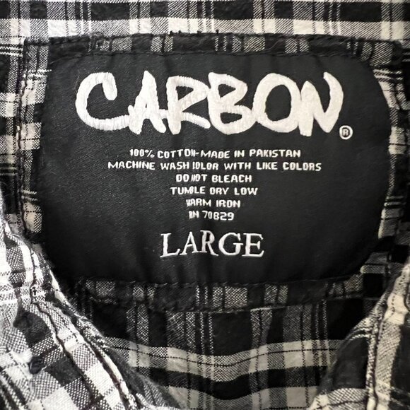 Men's Carbon Black Plaid Long Sleeve Button Down Shirt. Size Large - Picture 3 of 4